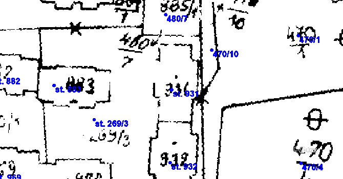 Parcela st. 931 v KÚ Velvary, Katastrální mapa