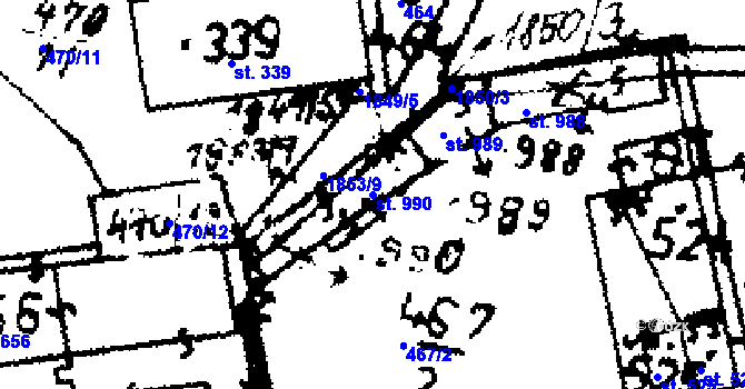 Parcela st. 990 v KÚ Velvary, Katastrální mapa