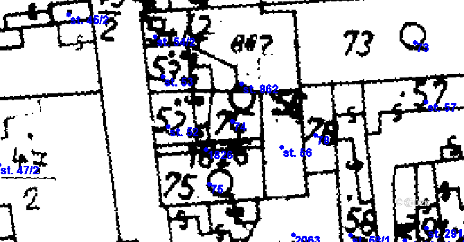 Parcela st. 74 v KÚ Velvary, Katastrální mapa