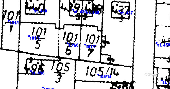 Parcela st. 101/7 v KÚ Velvary, Katastrální mapa