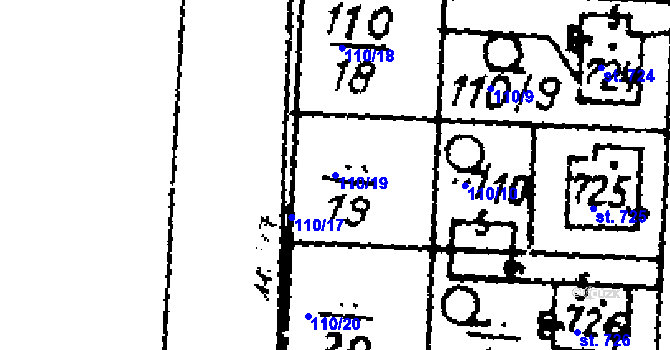 Parcela st. 110/19 v KÚ Velvary, Katastrální mapa