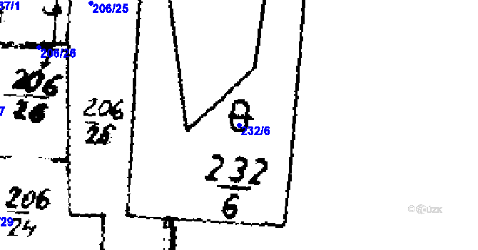 Parcela st. 232/6 v KÚ Velvary, Katastrální mapa