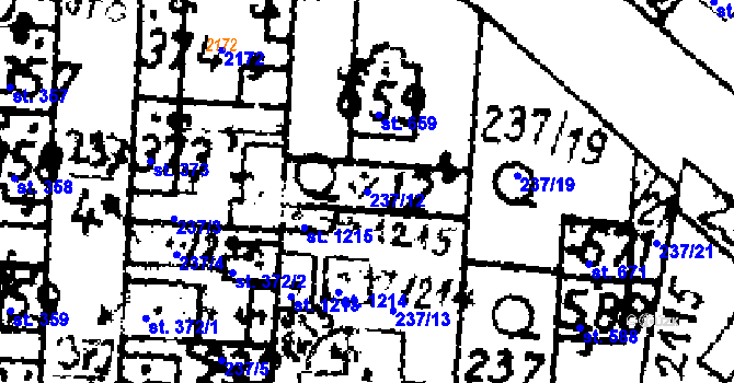 Parcela st. 237/12 v KÚ Velvary, Katastrální mapa