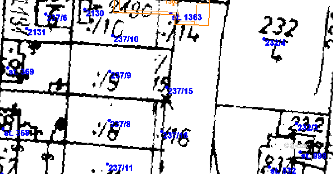 Parcela st. 237/15 v KÚ Velvary, Katastrální mapa