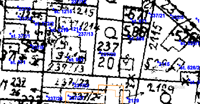 Parcela st. 237/20 v KÚ Velvary, Katastrální mapa