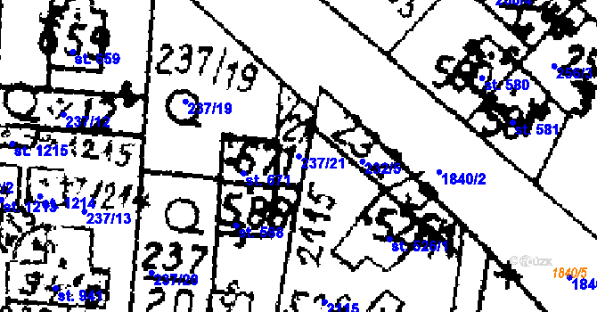 Parcela st. 237/21 v KÚ Velvary, Katastrální mapa