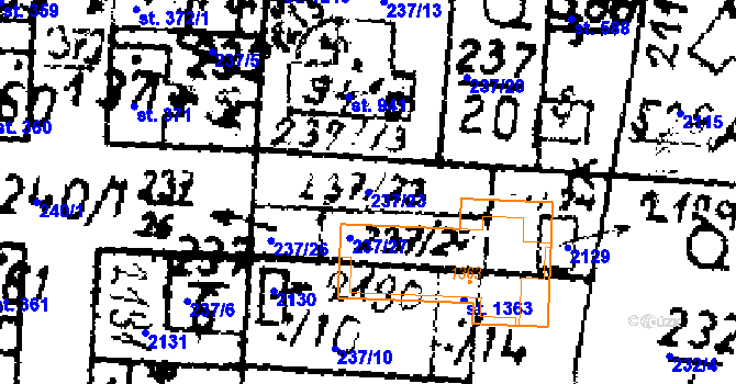 Parcela st. 237/23 v KÚ Velvary, Katastrální mapa