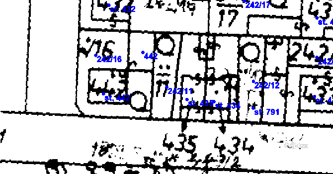 Parcela st. 242/11 v KÚ Velvary, Katastrální mapa