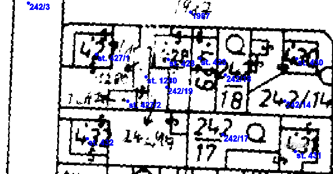 Parcela st. 242/19 v KÚ Velvary, Katastrální mapa