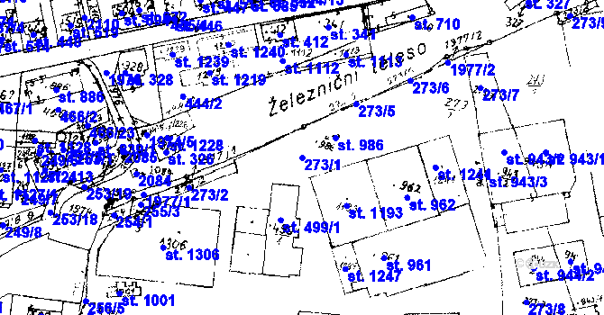 Parcela st. 273/1 v KÚ Velvary, Katastrální mapa