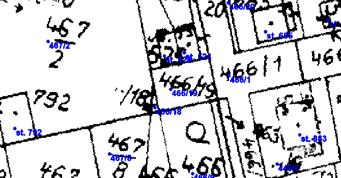 Parcela st. 466/19 v KÚ Velvary, Katastrální mapa