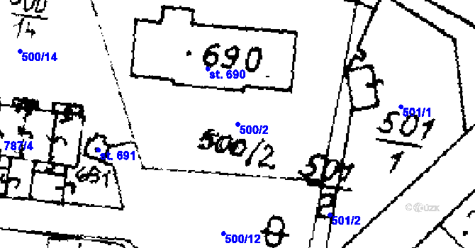 Parcela st. 500/2 v KÚ Velvary, Katastrální mapa