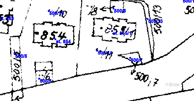 Parcela st. 500/11 v KÚ Velvary, Katastrální mapa