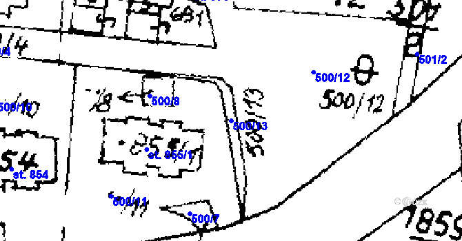 Parcela st. 500/13 v KÚ Velvary, Katastrální mapa