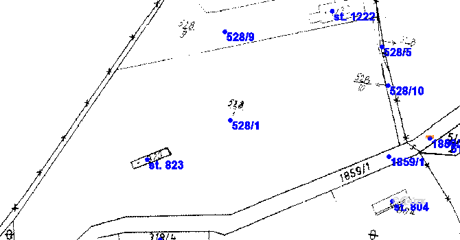 Parcela st. 528/1 v KÚ Velvary, Katastrální mapa