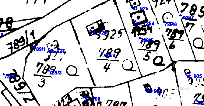 Parcela st. 789/4 v KÚ Velvary, Katastrální mapa