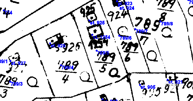 Parcela st. 789/5 v KÚ Velvary, Katastrální mapa
