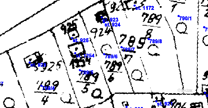 Parcela st. 789/6 v KÚ Velvary, Katastrální mapa
