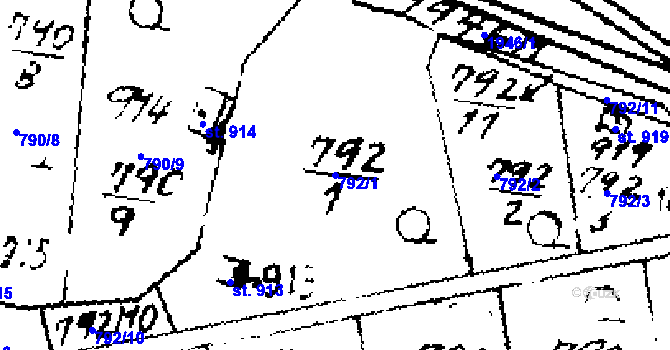 Parcela st. 792/1 v KÚ Velvary, Katastrální mapa