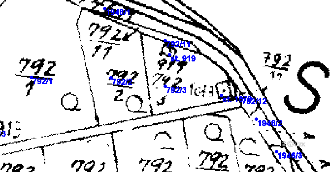 Parcela st. 792/3 v KÚ Velvary, Katastrální mapa