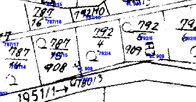 Parcela st. 792/4 v KÚ Velvary, Katastrální mapa