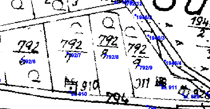 Parcela st. 792/8 v KÚ Velvary, Katastrální mapa