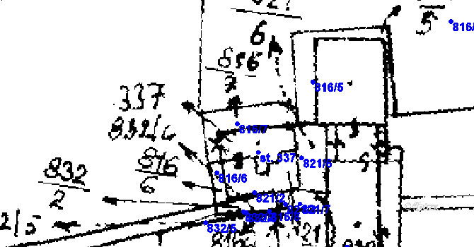 Parcela st. 816/7 v KÚ Velvary, Katastrální mapa