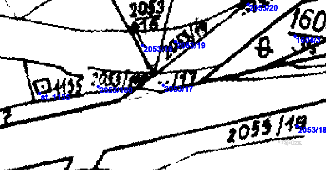 Parcela st. 2053/17 v KÚ Velvary, Katastrální mapa