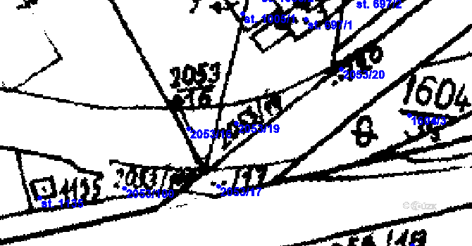 Parcela st. 2053/19 v KÚ Velvary, Katastrální mapa