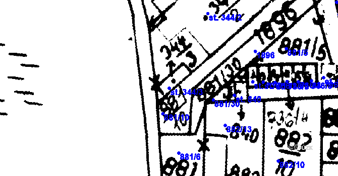 Parcela st. 344/3 v KÚ Velvary, Katastrální mapa
