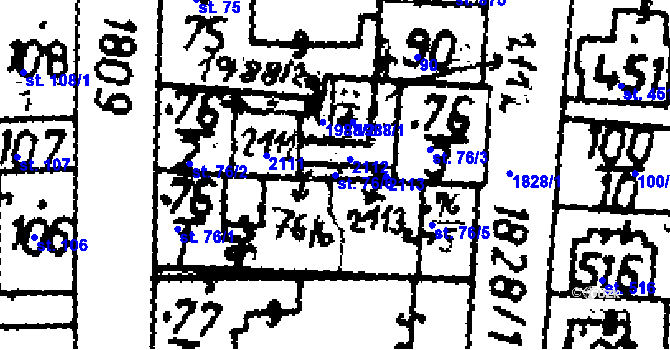 Parcela st. 76/6 v KÚ Velvary, Katastrální mapa