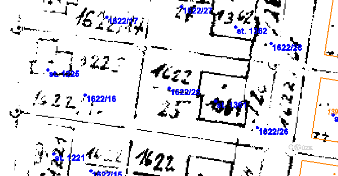Parcela st. 1622/25 v KÚ Velvary, Katastrální mapa
