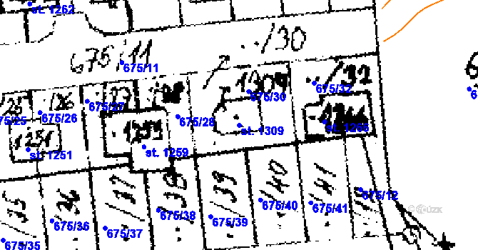 Parcela st. 1309 v KÚ Velvary, Katastrální mapa