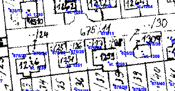 Parcela st. 675/27 v KÚ Velvary, Katastrální mapa