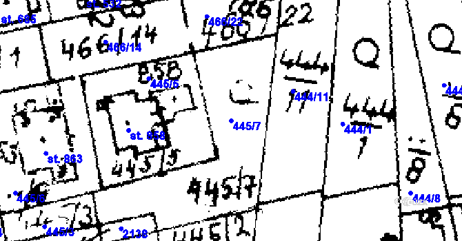 Parcela st. 445/7 v KÚ Velvary, Katastrální mapa