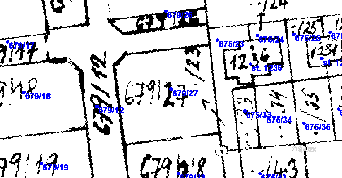 Parcela st. 679/27 v KÚ Velvary, Katastrální mapa