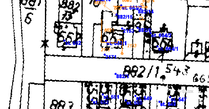 Parcela st. 2171 v KÚ Velvary, Katastrální mapa