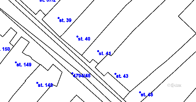 Parcela st. 41 v KÚ Vémyslice, Katastrální mapa