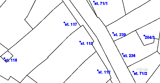 Parcela st. 113 v KÚ Vémyslice, Katastrální mapa