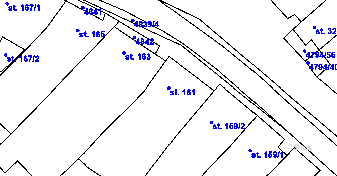 Parcela st. 161 v KÚ Vémyslice, Katastrální mapa