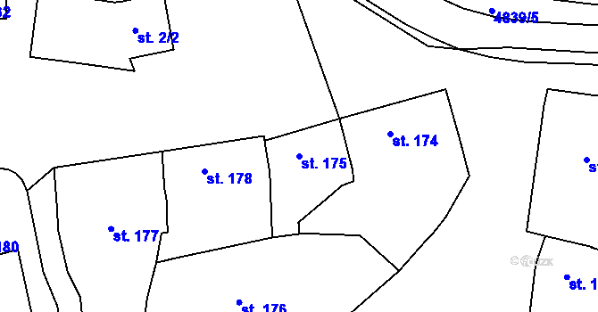 Parcela st. 175 v KÚ Vémyslice, Katastrální mapa