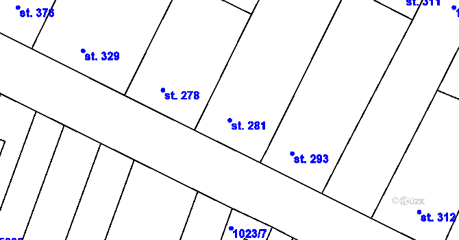 Parcela st. 281 v KÚ Vémyslice, Katastrální mapa