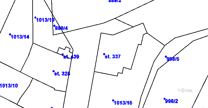 Parcela st. 337 v KÚ Vémyslice, Katastrální mapa