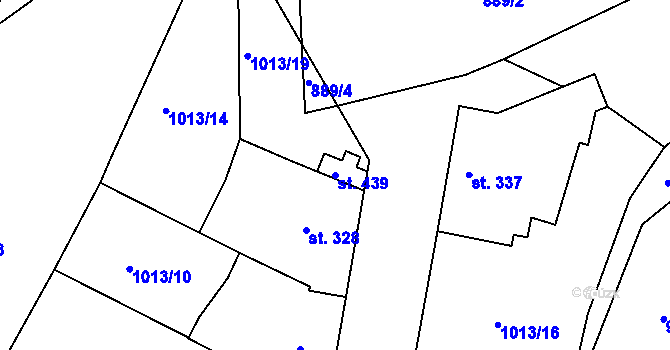 Parcela st. 439 v KÚ Vémyslice, Katastrální mapa