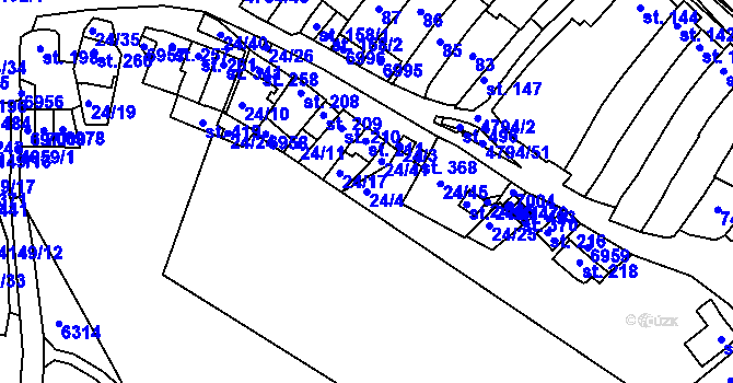 Parcela st. 24/4 v KÚ Vémyslice, Katastrální mapa