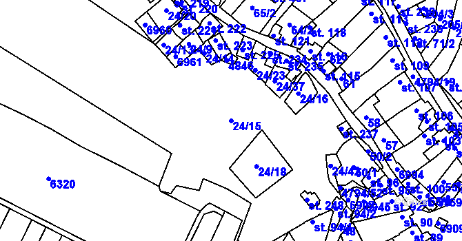 Parcela st. 24/15 v KÚ Vémyslice, Katastrální mapa