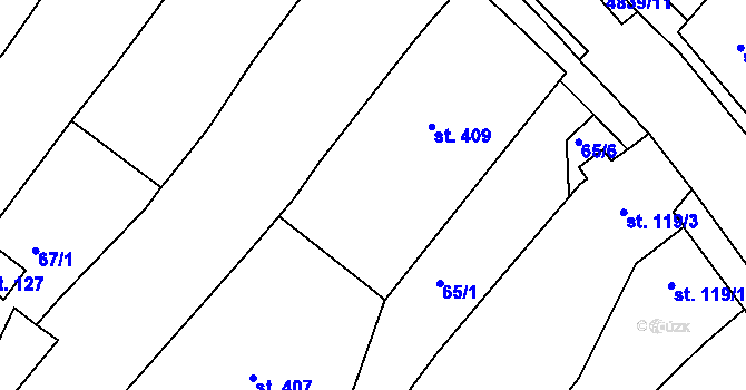 Parcela st. 65/4 v KÚ Vémyslice, Katastrální mapa