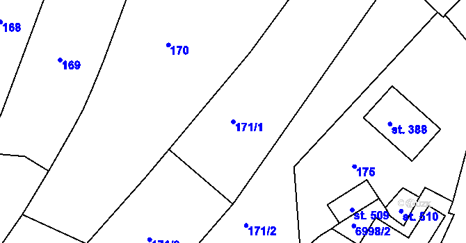 Parcela st. 171/1 v KÚ Vémyslice, Katastrální mapa