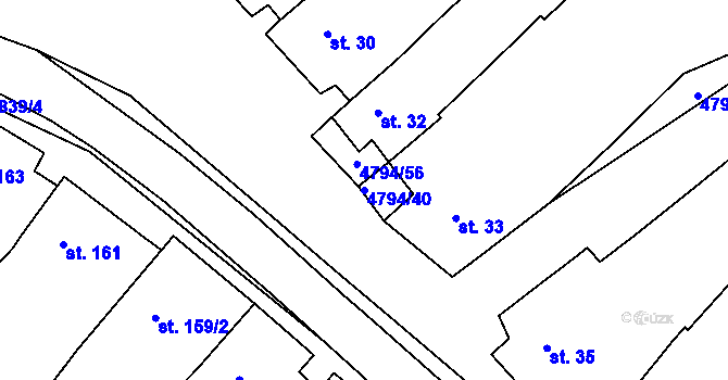 Parcela st. 4794/40 v KÚ Vémyslice, Katastrální mapa