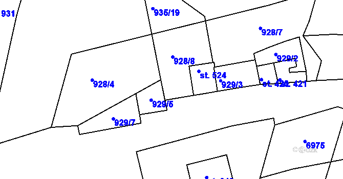 Parcela st. 5/11 v KÚ Vémyslice, Katastrální mapa